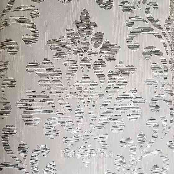 Шпалери флізелінові еко Galerie Metallic FX 0,53Х10 англійські вензелі завитки сріблясті структурних на сірому Київ