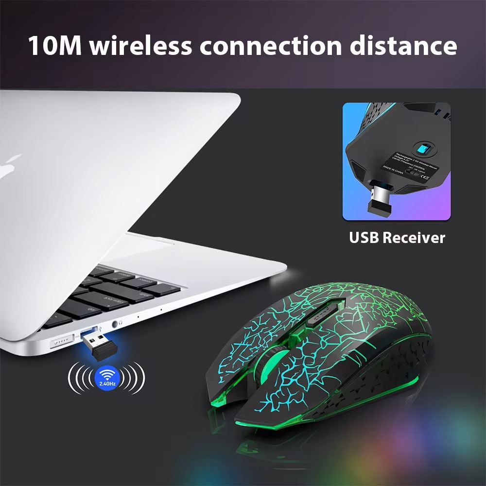 Беспроводная игровая мышка Qukam RGB подсветка USB Charge бесшумная со встроенным аккумулятором Black Запорожье - изображение 4