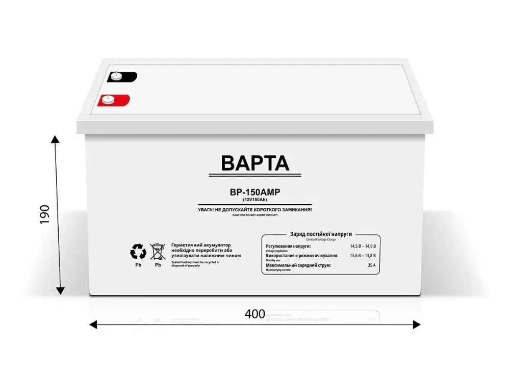 Акумуляторна батарея 12В 150Аг 32,5кг Gel BAPTA BP-150AMP | Джерело безперебійного живлення Одеса - фото 2