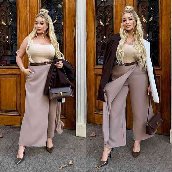 Женские базовые брюки с имитацией юбки костюмка Мокко, 48/50 Одесса