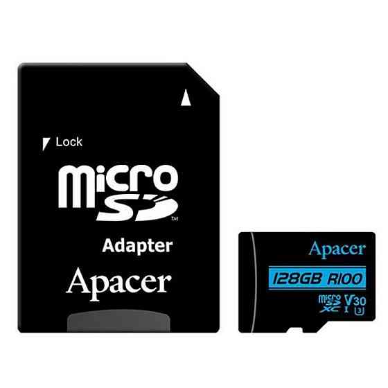microSDXC (UHS-1 U3) Apacer 128Gb class 10 V30 R100MB/s (adapter SD) Киев