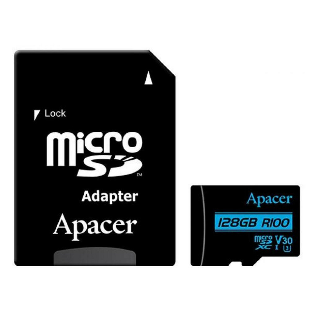 microSDXC (UHS-1 U3) Apacer 128Gb class 10 V30 R100MB/s (adapter SD) Киев - изображение 1