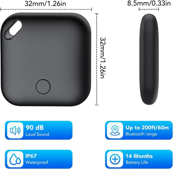 Bluetooth трекер CASCHO Air Tracker Tag 4 шт для Apple Find My, пошук ключів і багажу, IP67, iOS Київ