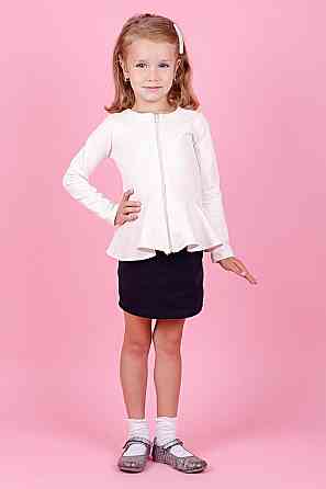 Піджак жакет для дівчинки з баскою, кремовий топ Крохатушка одяг Київ