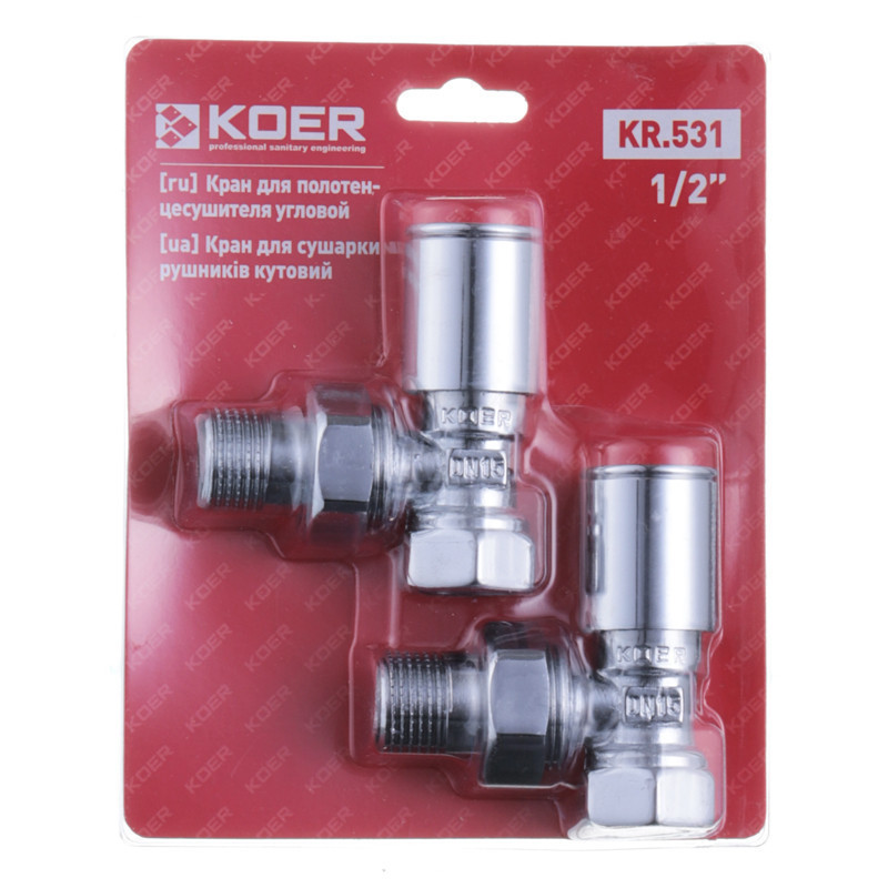 Кран для рушникосушки кутовий Koer KR.531 - 1/2