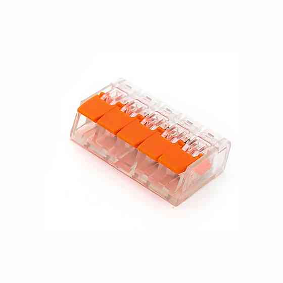 Клема швидкого монтажу 221-415 з важелями на 5 дротів прозора Київ