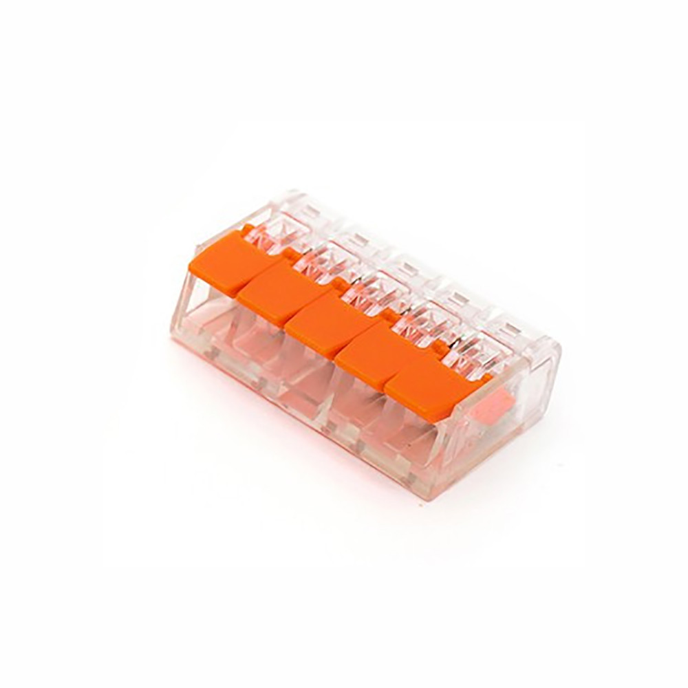 Клема швидкого монтажу 221-415 з важелями на 5 дротів прозора Київ - фото 1