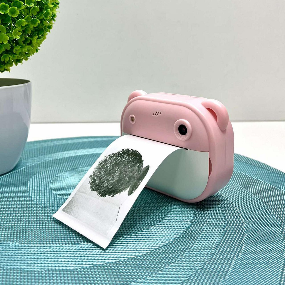 Фотоапарат-принтер фронтальна камера чб друк USB-кабель 2 рулони термопаперу звук фото відео ігри SD роз'єм Рожевий (C 66631) Чернігів - фото 2