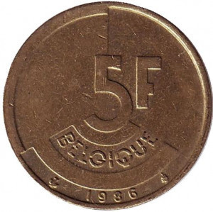 5 франків. 1986 рік, Бельгія (Belgique). Полтава - фото 1