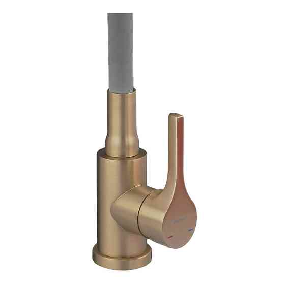 Змішувач для кухні Zerix Rex-011 Brushed Gold Refl.Grey з нержавіючої сталі (Колір матове золото+силіконовий вилив сірий) (ZX6133) Харьков
