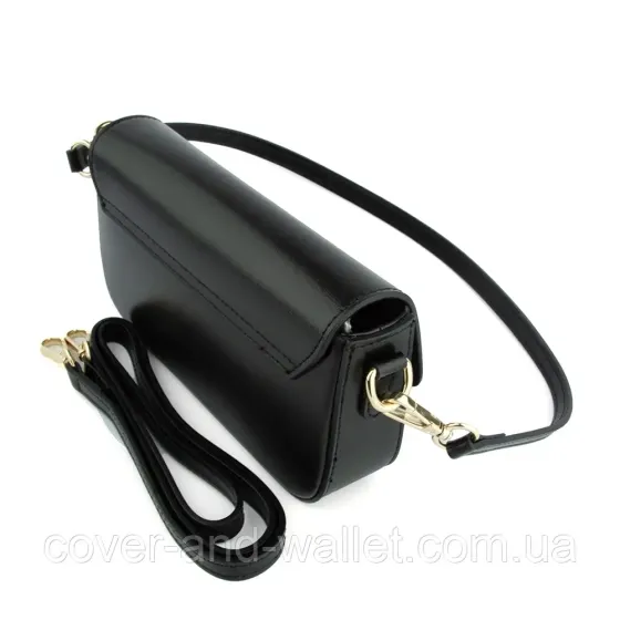 Маленька каркасна жіноча сумка чорного кольору з гладкої шкіри Virginia Conti Київ