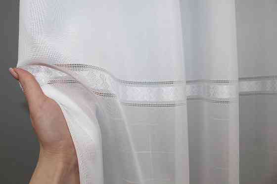 Тюль VR-Textil 1379т Мережка Льон Білий 150х220 см (40-160) Київ