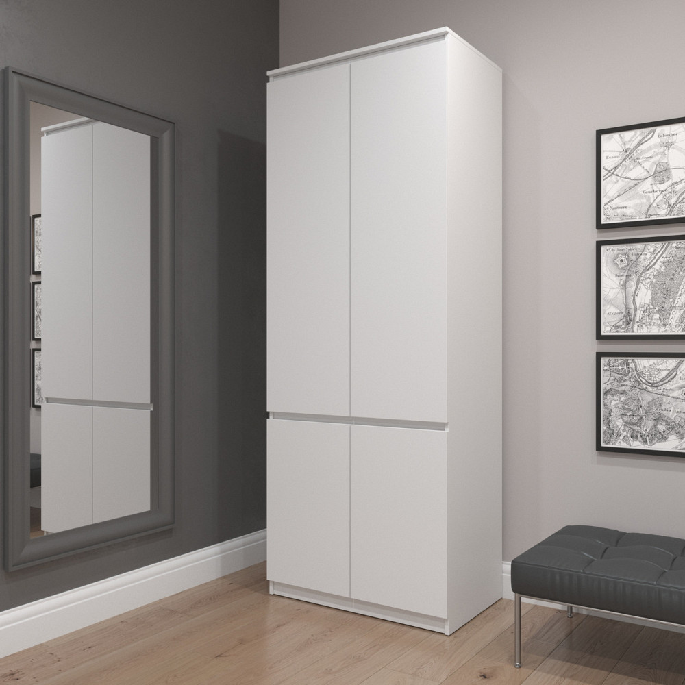 Шкаф для одежды VAYS R-10 Белый, с полками и штангой, без ручек, ЛДСП, 80×50×211 см - для спальни, гостиной, прихожей Львов - изображение 1