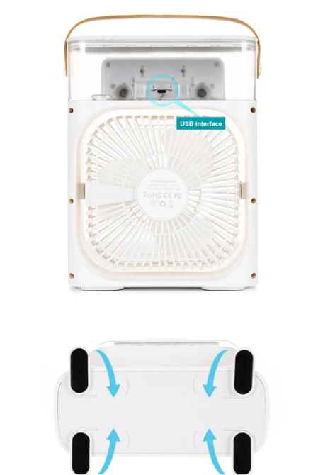 Міні вентилятор із контейнером для льоду Зволожувач повітря, Кабель живлення USB type-C, 10 вт, 3 швидкості Одеса - фото 3