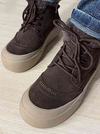 Черевики жіночі Hengji 677-2 замшеві високі кеди на хутрі коричневі, 36, 23 см Київ