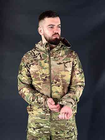 Водонепроницаемая армейская летняя куртка мультикам мужская ветровка с капюшоном для военнослужащего WAR Львов
