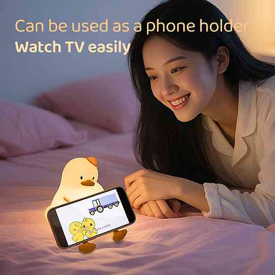 Нічник дитячий силіконовий сенсорний Каченя VALESO A050 для спальні акумуляторний білий Коломия