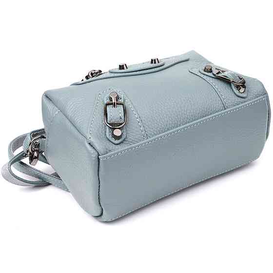 Елегантна жіноча сумка з натуральної шкіри із сучасним декором Vintage 22925 Блакитний Київ
