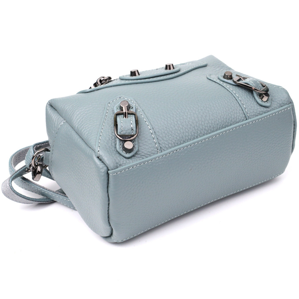 Елегантна жіноча сумка з натуральної шкіри із сучасним декором Vintage 22925 Блакитний Київ - фото 6