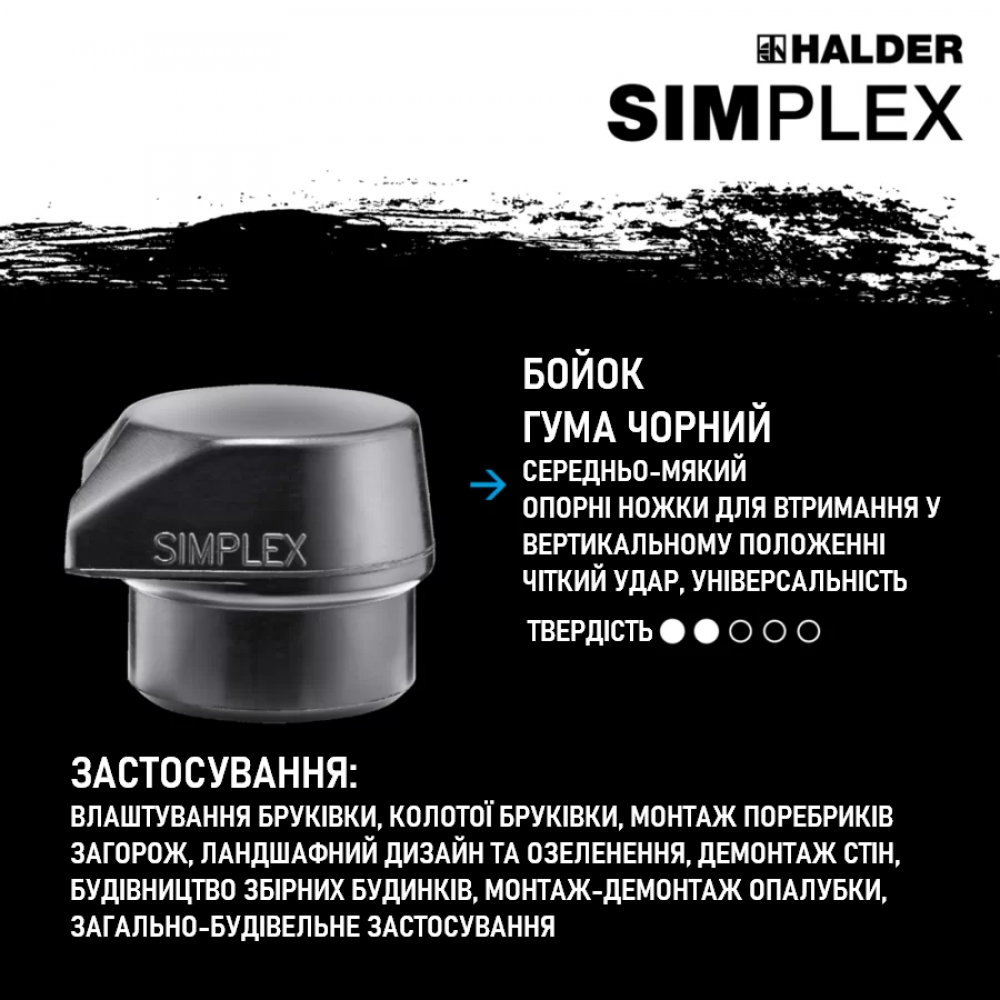 Молоток HALDER Simplex 3026 насадки из черной резины, красного пластика Одесса - изображение 2
