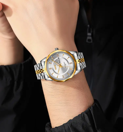 Годинник чоловічий класичний Skmei 9268 (Золотистий з сріблястим циферблатом) Вінниця