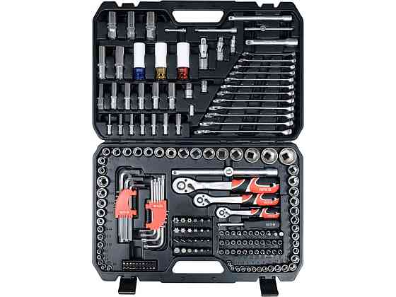 Набір головок торцевих YATO з квадр. 1/2", 3/8", 1/4" з устаткув, викр насадки, комбін ключі, 198 ел Одеса