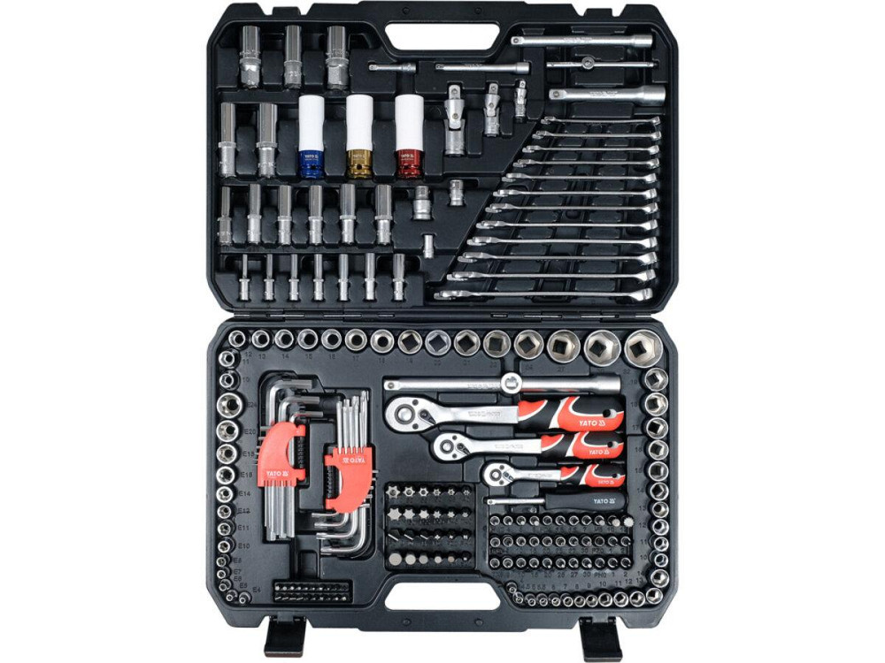 Набір головок торцевих YATO з квадр. 1/2", 3/8", 1/4" з устаткув, викр насадки, комбін ключі, 198 ел Одеса - фото 1