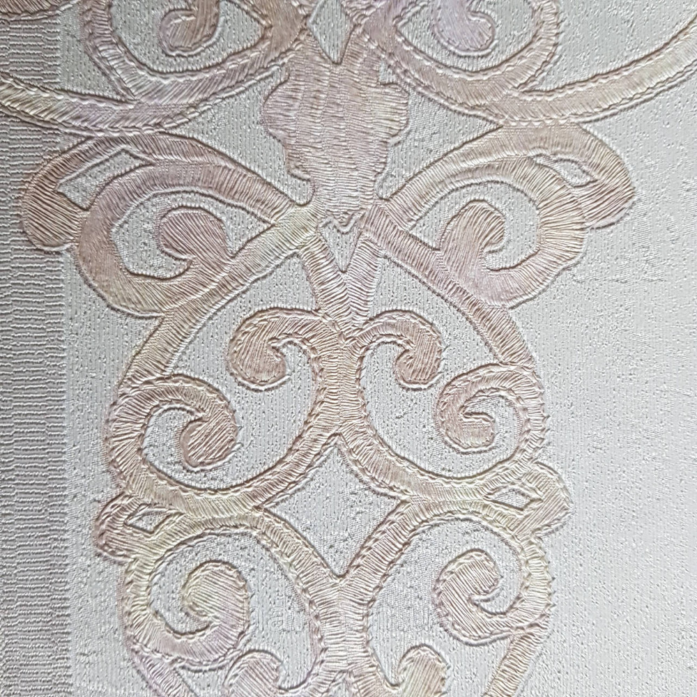 Шпалери метрові вінілові на флізелін 24 Carati Cristiana Masi вензель великий структурний рожево-бежевий Київ - фото 3