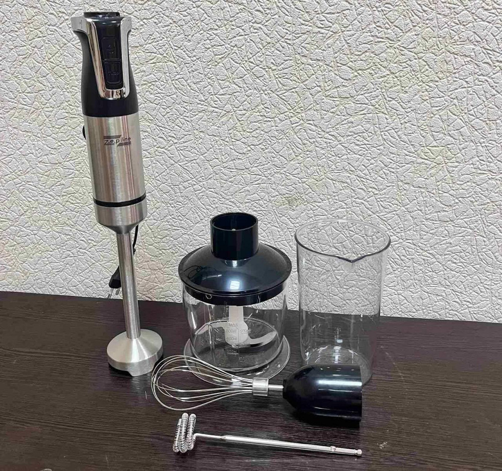 Занурювальний блендер Zepline ZP-073, 1500 Вт, 10 швидкостей, турбо, подрібнювач 600 мл, мірний стакан 700 мл, вінчик, Чорний Одеса - фото 3