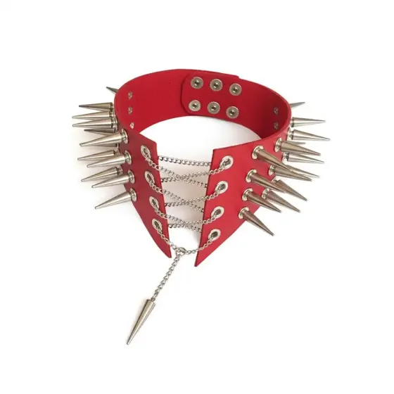 Чокер комір з шипами Art of Sex - Ariadne, еко шкіра, колір червоний, XS-M Львов