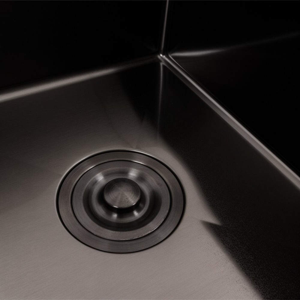 VALESO Кухонна мийка CM 58*48 R чорна PVD VALESO Handmade (круглий сифон 3,0/0,8) Киев - изображение 5