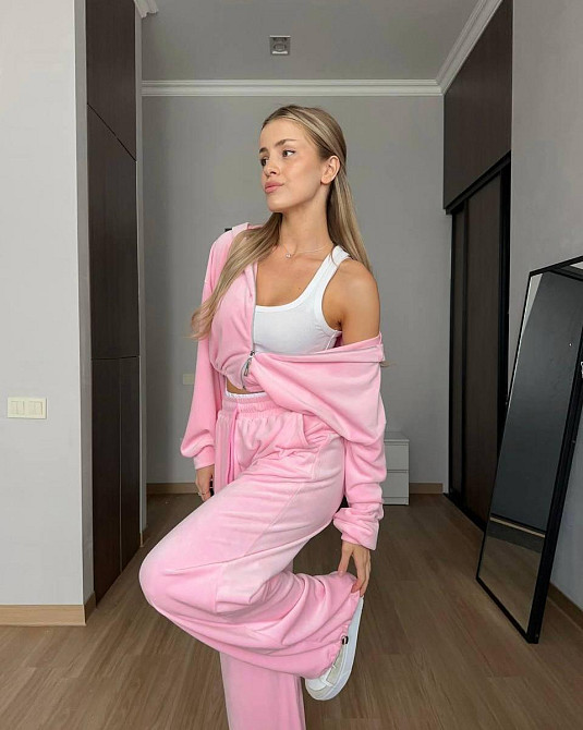 Женский прогулочный костюм двойка: кофта и штаны велюр спорт Барби, 42/44 Одесса - изображение 2