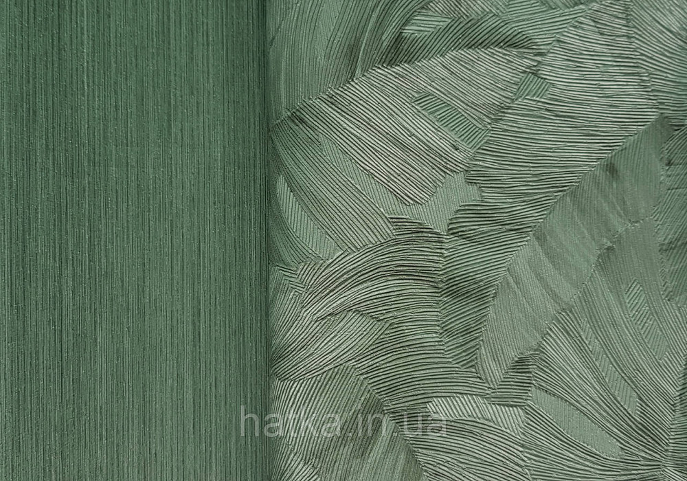 Шпалери вінілові на флізеліні Grandeco Time метрове листя монстери структурні темно-зелені Київ - фото 3