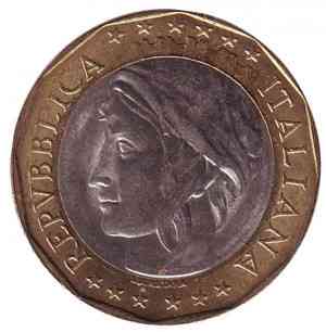 Европейский союз. Монета 1000 лир. 1997-98 год, Италия. Полтава