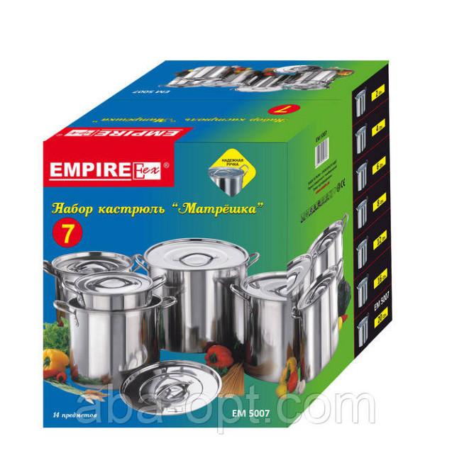 Набір каструль з нержавіючої сталі Стандарт V 1.5/2.5/4.5/6.5/8.5/11.5/15 л (шт) Одеса - фото 1