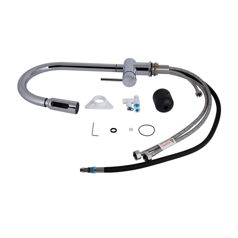 Смеситель для кухни Qtap Rozcesti с выдвижным изливом с подключением для питьевой воды QTROZ366CRM45938 Chrome Харьков - изображение 8