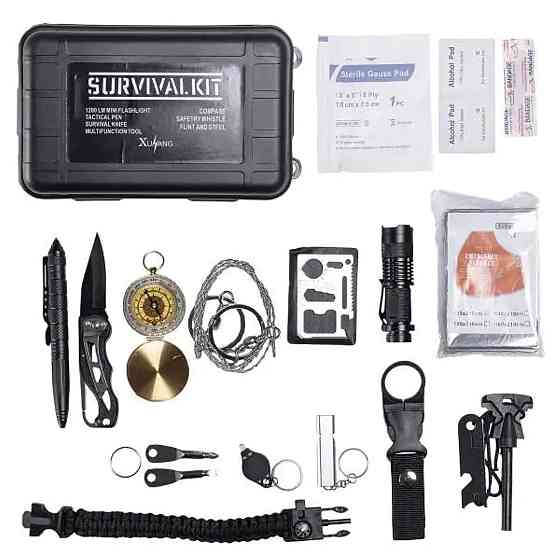 Туристичний набір для виживання в пластиковому чохлі 18х11х5 см похідний набір інструментів для кемпінгу Lugi HP-D-2 Коломия