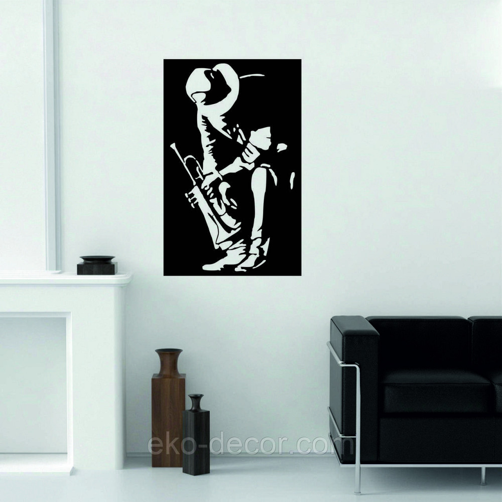 Декоративное настенное Панно «Музыкант», Декор на стену 70*44 см, Черный Киев - изображение 5