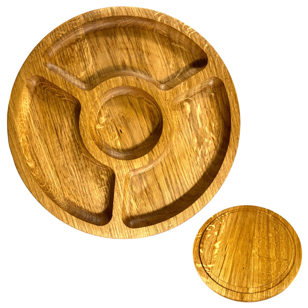 Деревʼяна тарілка з натурального дерева діаметр 25 см, висота 2 см, тарілка для закусок Кам'янець-Подільський - фото 1