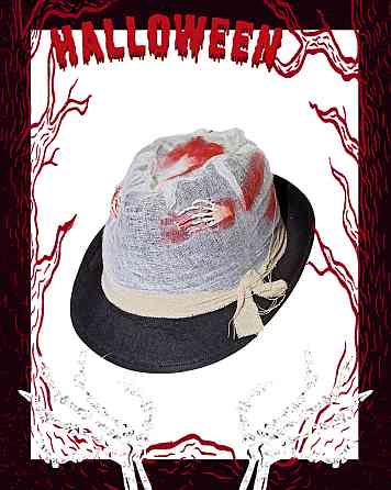 Мужская шляпа с бинтом в крови для Хэллоуина one size черный Киев