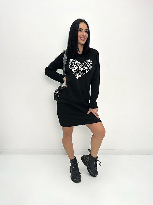 Теплое платье с принтом Romance батал 50-52, Черный Киев - изображение 4