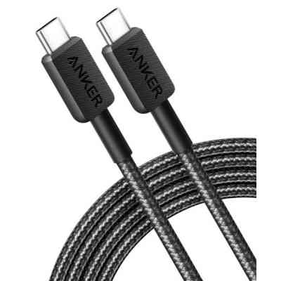 Дата кабель USB-C to USB-C 1.8m nylon 322 black Anker (A81F6G11) Винница