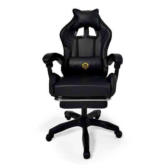 Геймерское кресло Primaveo с эргономичными подушками и выдвижной подставкой для ног, Черный Киев