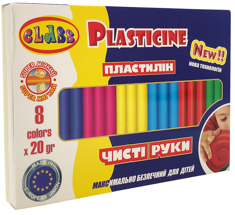 Пластилін "Class" "Чисті руки MAXI"  8кол.*20гр, ECO, 7644С, шт Київ - фото 1