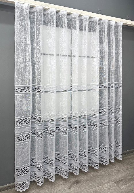 Короткий тюль VR-Textil 1941т Жаккард Белый 300х200 см (42-0915) Киев - изображение 3
