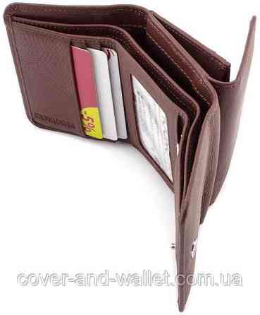 Компактный кожаный женский кошелек бордового цвета ST Leather 403 Киев
