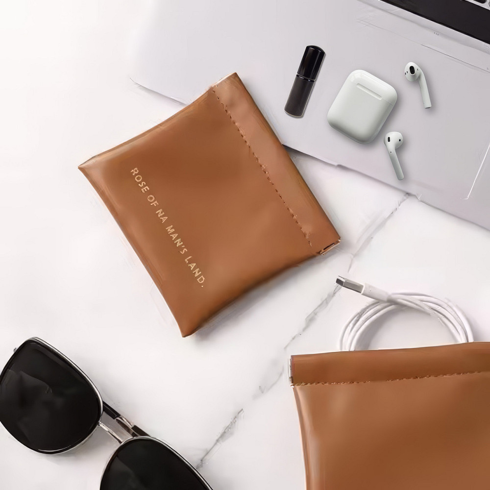 Косметичка для зберігання аксесуарів портативна, футляр для дрібниць на магнітній кліпсі, коричневий Кам'янець-Подільський - фото 4