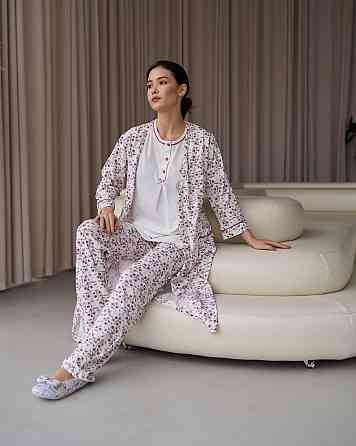 Комплект-тройка для дома для беременных со штанами - цветочки Nicoletta 7391 L Киев