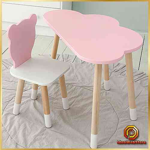 Столик и стульчик для ребенка деревянный набор для рисования и чтения Стол тучка и стул медвежонок детский Киев