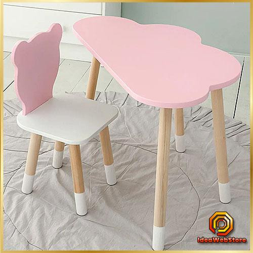 Столик и стульчик для ребенка деревянный набор для рисования и чтения Стол тучка и стул медвежонок детский Киев - изображение 1